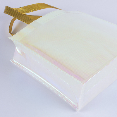 Uitstalling Custom Logo Roze Holografische Niet-geweven iriserende tas voor trouwgeschenk