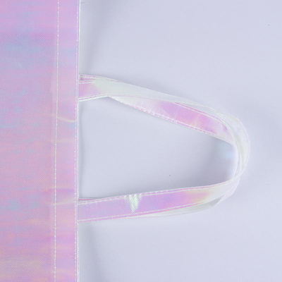 Uitstalling Custom Logo Roze Holografische Niet-geweven iriserende tas voor trouwgeschenk