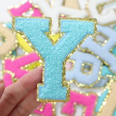 5.1cm 5.7cm 6.3cm 7cm Letter A-Z Glitter Patch Strijken Chenille Glitter Letter Patch Kleding