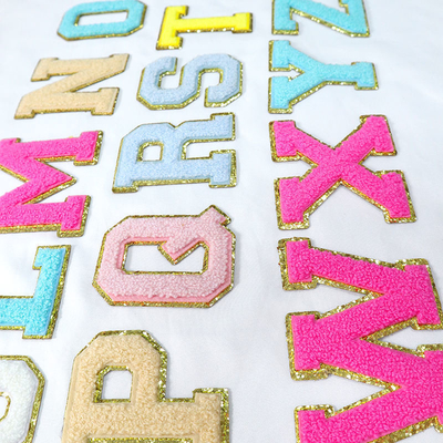 5.1cm 5.7cm 6.3cm 7cm Letter A-Z Glitter Patch Strijken Chenille Glitter Letter Patch Kleding