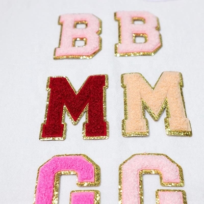 5.1cm 5.7cm 6.3cm 7cm Letter A-Z Glitter Patch Strijken Chenille Glitter Letter Patch Kleding