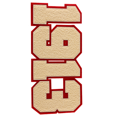 PANTONE Kleuren IJzer op chenille letters Patches voor kleding Borduurpatches
