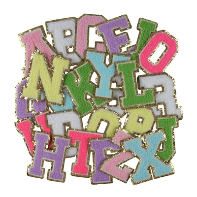 Roze Goud Border Iron On Adhesief Repair Alphabet Naai Applicques met 3D Twill Stof
