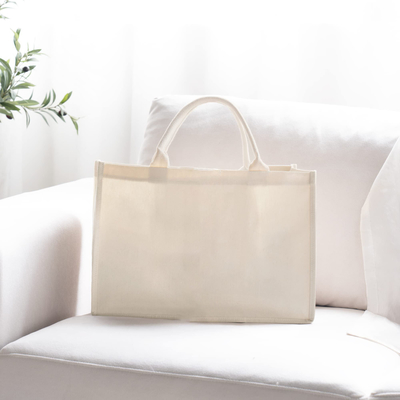 Tas Vierkante vorm Gelamineerd Waterdicht Canvas Cotton Shopping Tote Beach Bag voor promotie