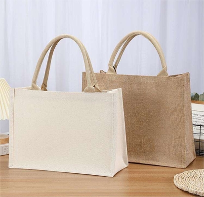 Tas Vierkante vorm Gelamineerd Waterdicht Canvas Cotton Shopping Tote Beach Bag voor promotie