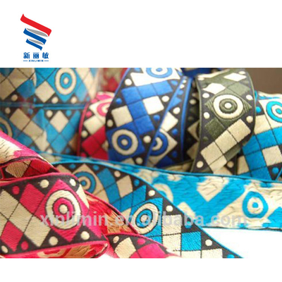 100% katoenen doek Custom Design Double Face Jacquard Ethnic Lace Geborduurd lint