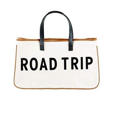 Op maat gedrukt groot doek Reizen Weekend Getaway Zomer Strand Tote Bag met leer handvaten