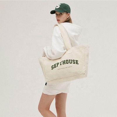 Uitstalling Gepersonaliseerd Logo Geprinte Oversized Cotton Canvas Tote Bag voor een actieve levensstijl