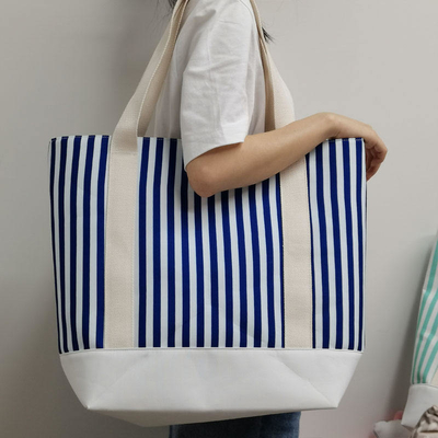 Grote markt Shopping Schoudertas Gestript Tote Bag Canvas Ideaal voor zakelijk winkelen