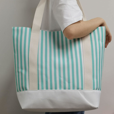 Grote markt Shopping Schoudertas Gestript Tote Bag Canvas Ideaal voor zakelijk winkelen
