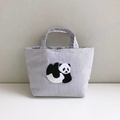 Custom logo Love Animal 3D handdoek geborduurde katoenen tas voor winkelen