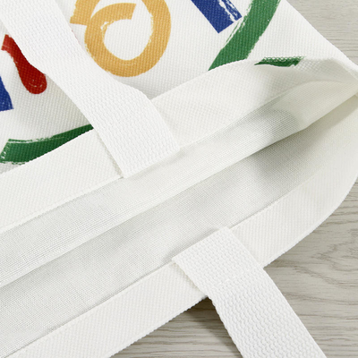 Grote capaciteit aangepaste kleuren doek winkeltas met Smiley Face Design en logo