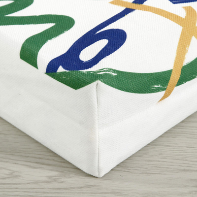 Grote capaciteit aangepaste kleuren doek winkeltas met Smiley Face Design en logo