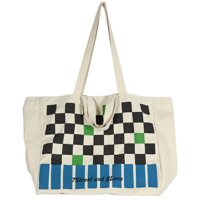 Custom Logo Zware schaakbord Canvas Bag voor modieus kleurcontrast winkelen
