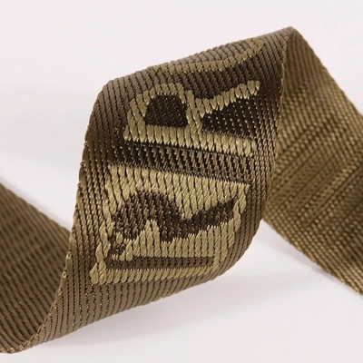Custom Logo Woven Jacquard Strap Webbing in zwarte kleur voor 38mm Nylon Shoulder Strap