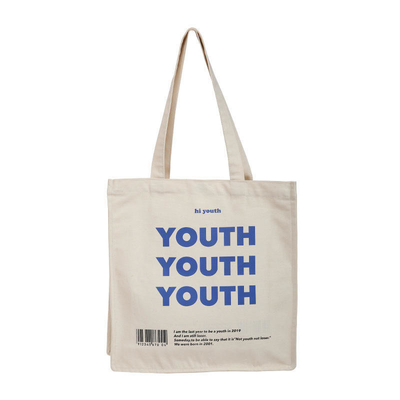 Custom logo gedrukt herbruikbaar doek winkelen katoenen zakjes met binnenkant zak