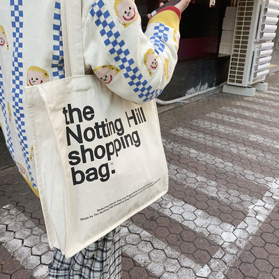 Custom logo gedrukt herbruikbaar doek winkelen katoenen zakjes met binnenkant zak