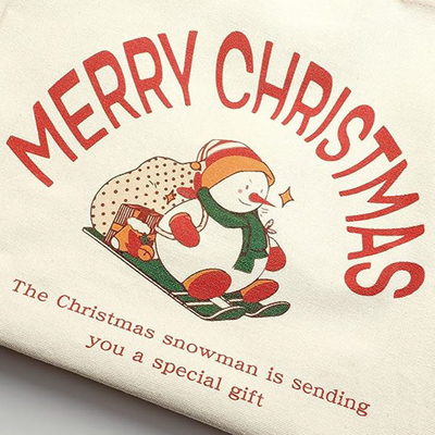 Heavy-duty winkeltok Custom kerstdoek herbruikbare boodschappenzak met lang handvat