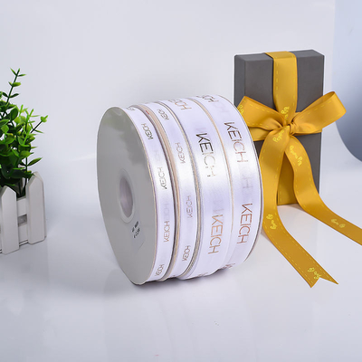 1 inch satine lint op maat Kleurrijk logo afdrukken met gouden folie versiering