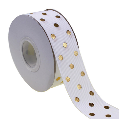 OEM geaccepteerd 1.5 inch Custom Printed Gold Foil Polka Dot Grosgrain Ribbon 38mm voor haarboog / cadeauwrapping