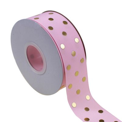 OEM geaccepteerd 1.5 inch Custom Printed Gold Foil Polka Dot Grosgrain Ribbon 38mm voor haarboog / cadeauwrapping