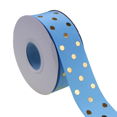OEM geaccepteerd 1.5 inch Custom Printed Gold Foil Polka Dot Grosgrain Ribbon 38mm voor haarboog / cadeauwrapping