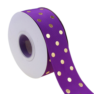OEM geaccepteerd 1.5 inch Custom Printed Gold Foil Polka Dot Grosgrain Ribbon 38mm voor haarboog / cadeauwrapping