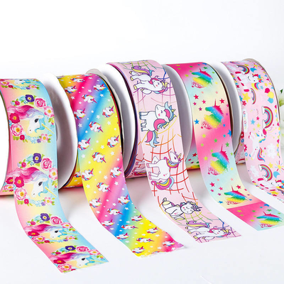 Silk Edge Unicorn Grosgrain Ribbon met satine stof in 100% polyester