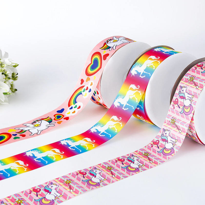 Silk Edge Unicorn Grosgrain Ribbon met satine stof in 100% polyester