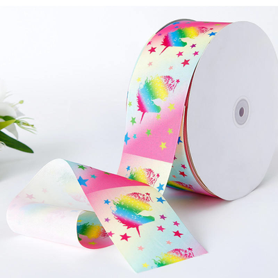 Silk Edge Unicorn Grosgrain Ribbon met satine stof in 100% polyester