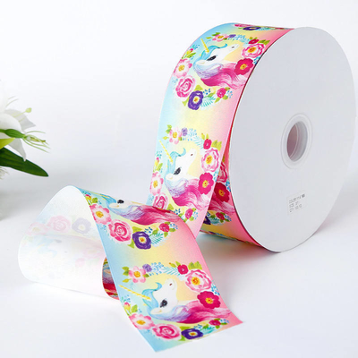 Silk Edge Unicorn Grosgrain Ribbon met satine stof in 100% polyester