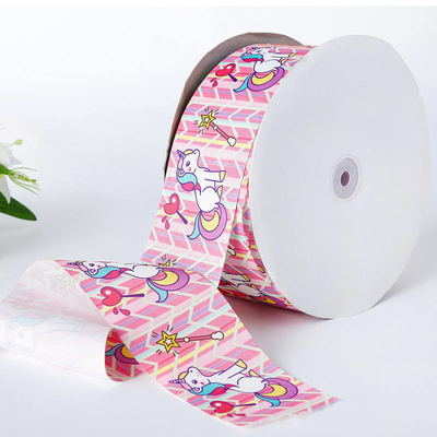Silk Edge Unicorn Grosgrain Ribbon met satine stof in 100% polyester