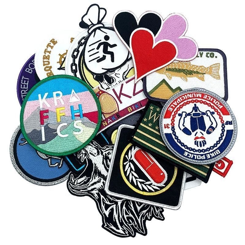 3D Custom Fabric geborduurde patch badges voor decoratie Sequins Kleding borduurwerk