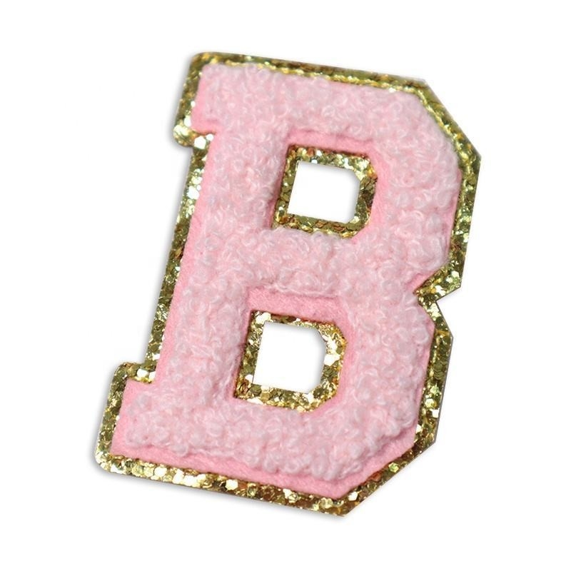 5.1cm 5.7cm 6.3cm 7cm Letter A-Z Glitter Patch Strijken Chenille Glitter Letter Patch Kleding