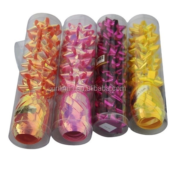 Metalen geborsteld lint Kerstcadeau verpakking Plastic boog voor alle soorten cadeaubon