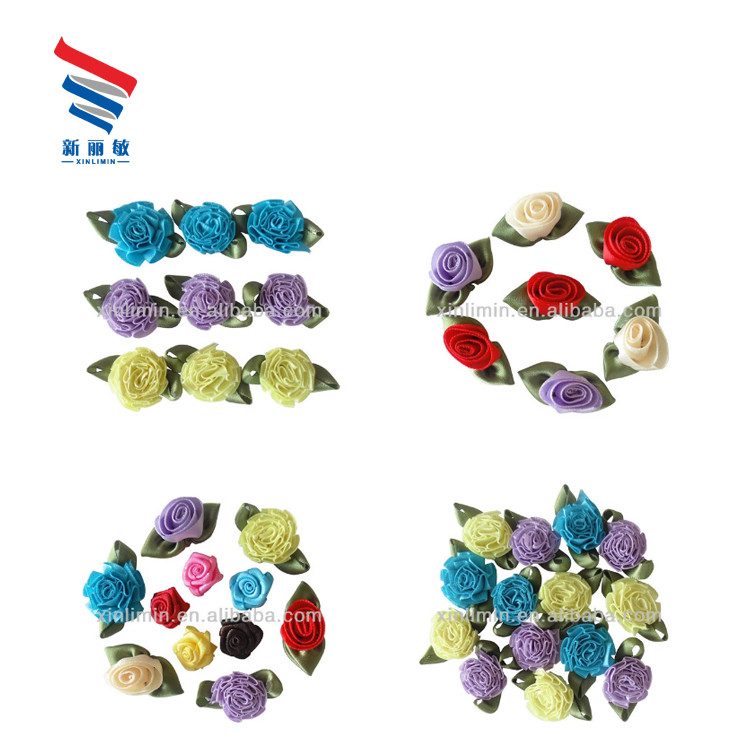 Kleurrijke satine lint rozen bloembogen duurzame bruiloft decoratie