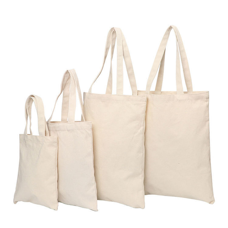 Plain White Blank Cotton Canvas Tote Bag Met Custom Print Logo Voor zakelijke winkels