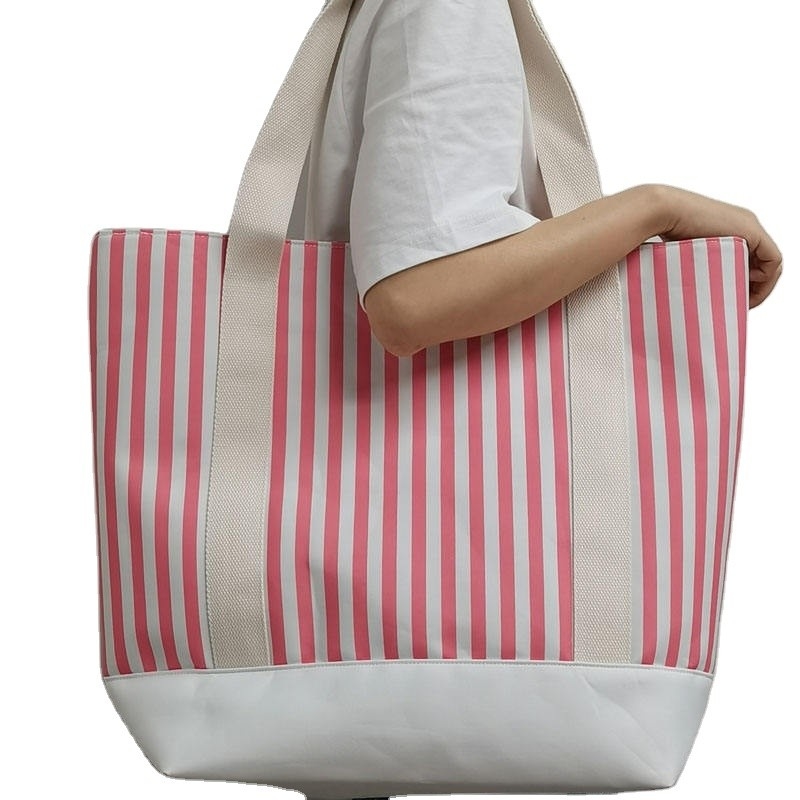 Grote markt Shopping Schoudertas Gestript Tote Bag Canvas Ideaal voor zakelijk winkelen
