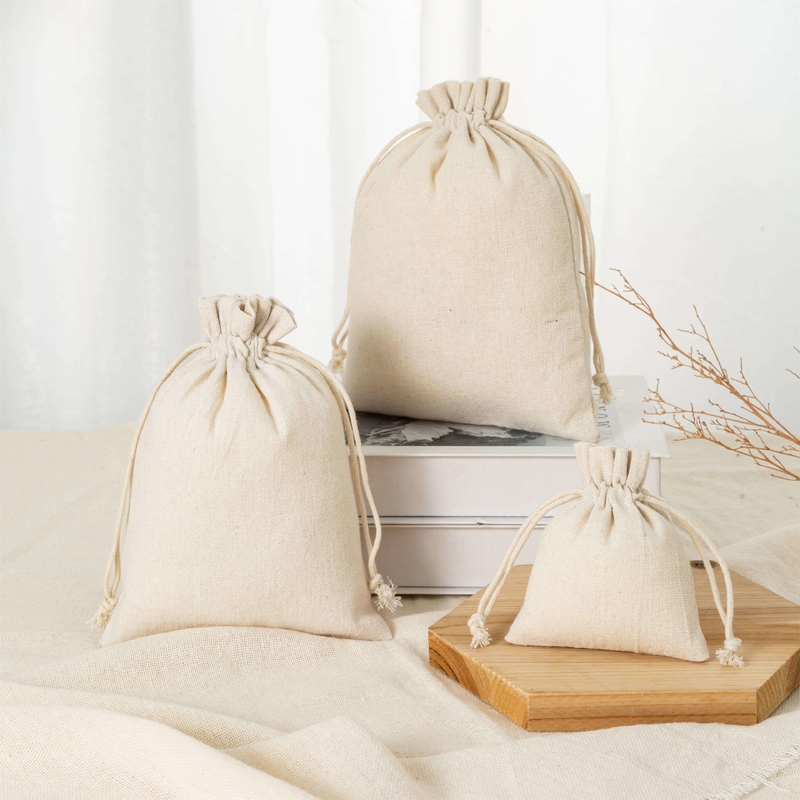 Custom Logo Eco Friendly Luxury Soft Cotton Pouch voor duurzame sieraden organisatie