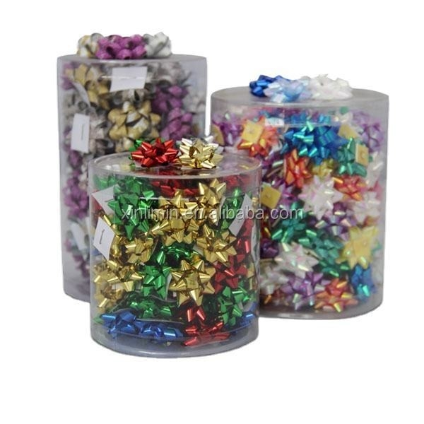 PP lint gedrukte kerstster boog set voor cadeau verpakking en verpakkingsdoos decoratie